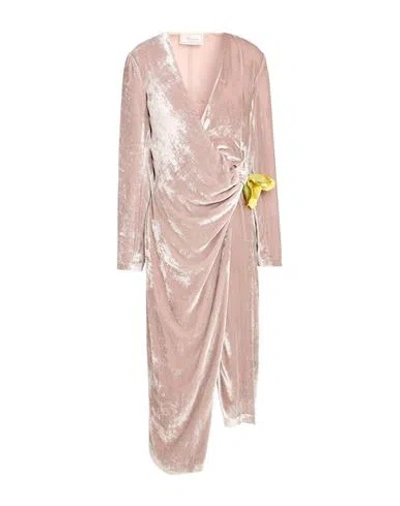 Blumarine Woman Midi Dress Taupe Size 6 Viscose, Silk