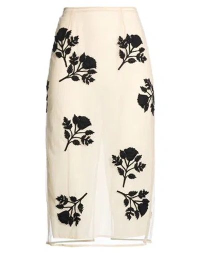 Blumarine Woman Midi Skirt Beige Size 4 Polyamide, Virgin Wool