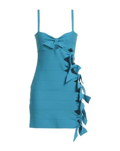 Blumarine Woman Mini Dress Azure Size 4 Viscose, Polyester