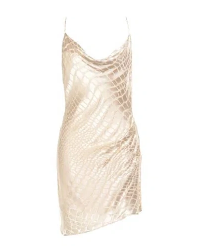 Blumarine Woman Mini Dress Beige Size 6 Viscose, Silk In Neutral