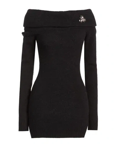 Blumarine Woman Mini Dress Black Size 6 Alpaca Wool, Polyamide, Virgin Wool, Elastane