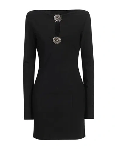 Blumarine Floral Knee Length Dress With Long Sleeves In Black