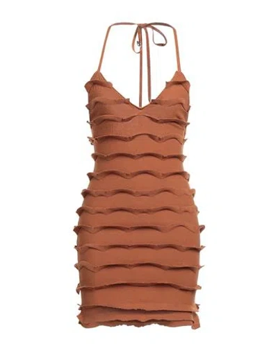 Blumarine Woman Mini Dress Camel Size 8 Viscose, Polyester In Beige