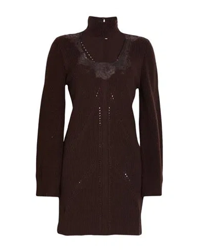 Blumarine Woman Mini Dress Dark Brown Size 6 Wool