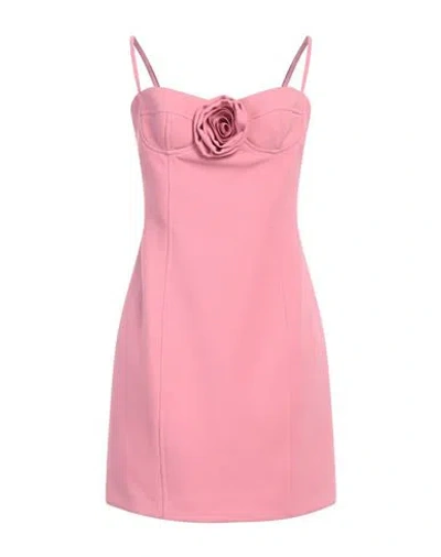 Blumarine Crepe Flower Detail Mini Dress In Pink & Purple