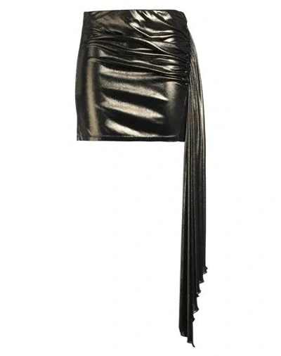 Blumarine Woman Mini Skirt Gold Size 6 Viscose In Black