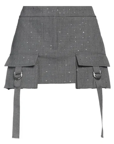 Blumarine Woman Mini Skirt Grey Size 6 Polyester, Virgin Wool, Elastane In Gray