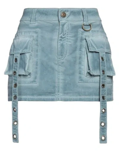 Blumarine Woman Mini Skirt Pastel Blue Size 6 Cotton, Elastane