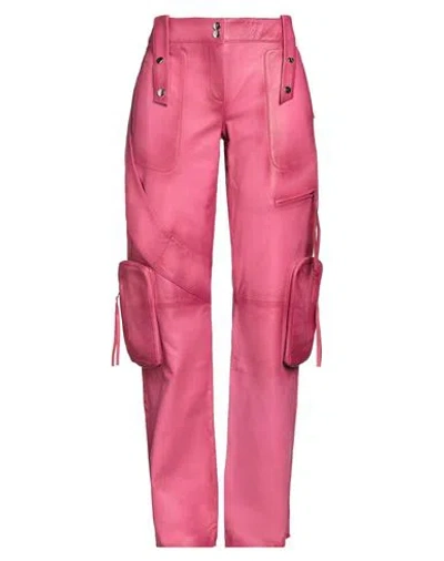 Blumarine Woman Pants Fuchsia Size 6 Lambskin In Pink