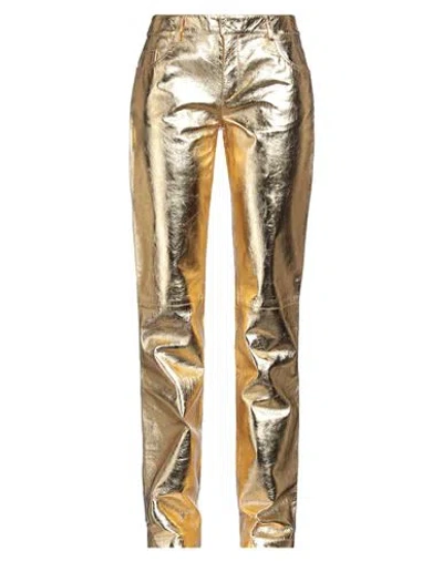 Blumarine Woman Pants Gold Size 6 Sheepskin