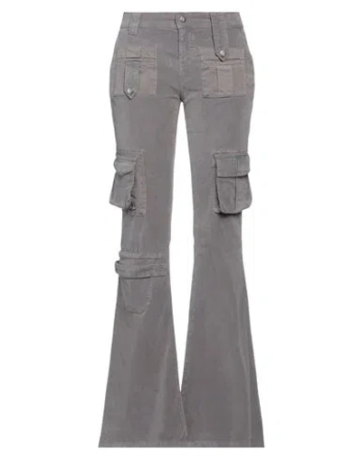 Blumarine Woman Pants Grey Size 8 Cotton, Elastane In Gray