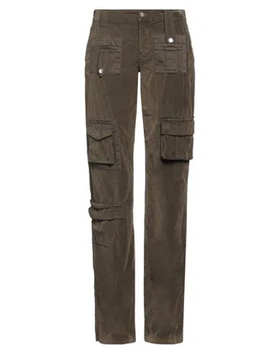 Blumarine Woman Pants Military Green Size 4 Cotton, Elastane