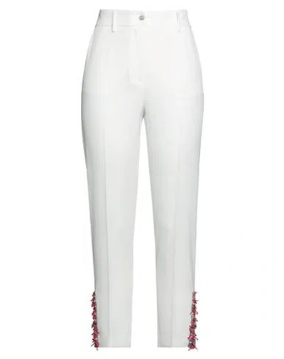 Blumarine Woman Pants Off White Size 6 Polyester, Elastane, Glass, Pvc - Polyvinyl Chloride, Elastic