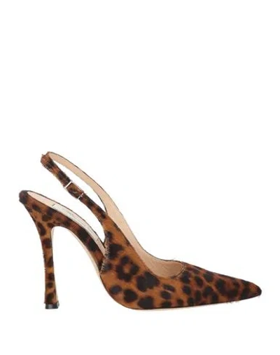 Blumarine Woman Pumps Camel Size 8 Leather In Brown