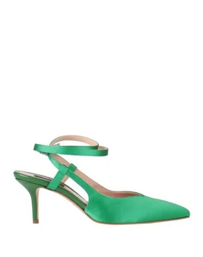 Blumarine Woman Pumps Green Size 6 Textile Fibers