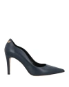 Blumarine Woman Pumps Midnight Blue Size 10 Leather In Blue