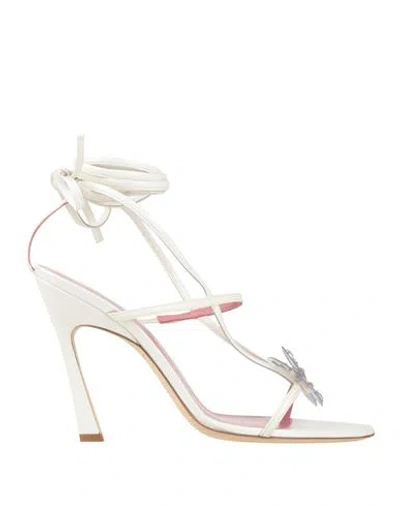 BLUMARINE BLUMARINE WOMAN SANDALS WHITE SIZE 6 LEATHER