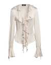 Blumarine Woman Shirt Beige Size 8 Acetate, Silk
