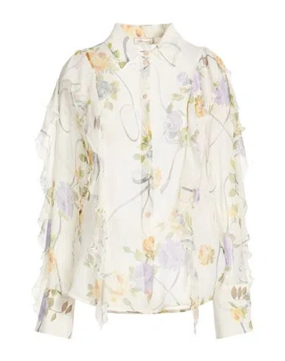 Blumarine Woman Shirt Cream Size 10 Silk In White