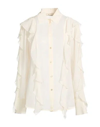 Blumarine Woman Shirt Ivory Size 10 Silk In Neutral