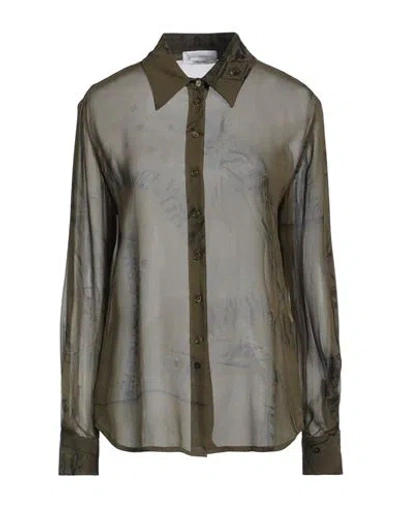 Blumarine Woman Shirt Military Green Size 4 Viscose