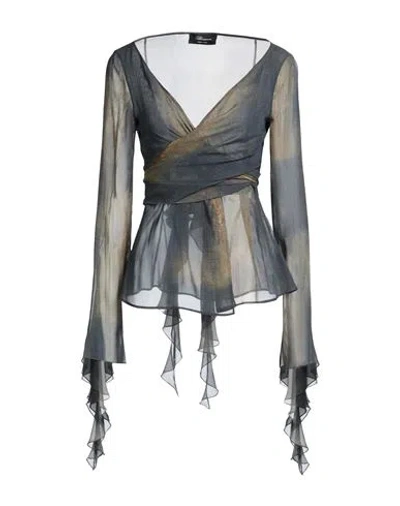 Blumarine Woman Shirt Navy Size 8 Silk In Multi