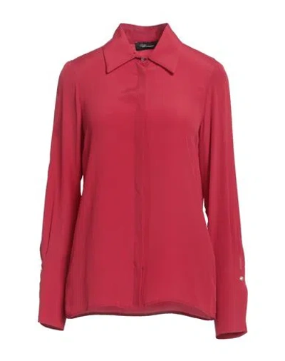 Blumarine Woman Shirt Red Size 10 Acetate, Silk