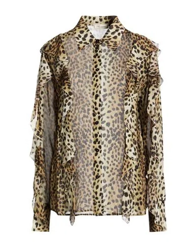 Blumarine Woman Shirt Sand Size 8 Viscose In Animal Print