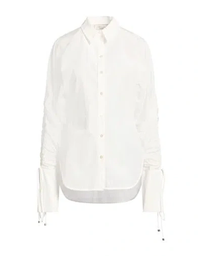 Blumarine Woman Shirt White Size 8 Polyester, Cotton In Animal Print