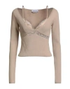 Blumarine Woman Sweater Beige Size 8 Polyamide, Acrylic, Wool, Polyester In Sand
