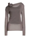 Blumarine Woman Sweater Taupe Size 8 Viscose, Wool In Gray