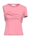 Blumarine Panel-detail Cotton T-shirt In Pink