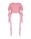 Blumarine Woman T-shirt Antique Rose Size 4 Cotton, Polyester In Pink