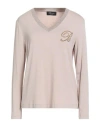 Blumarine Woman T-shirt Beige Size 12 Viscose, Elastane
