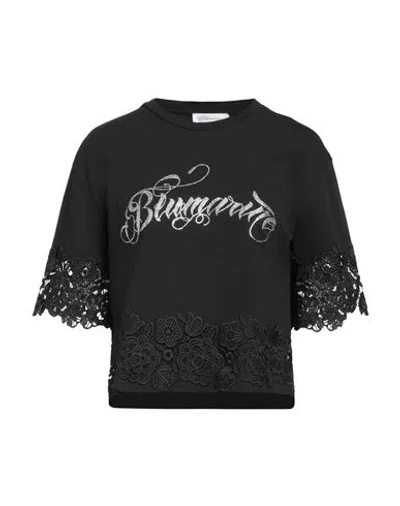 Blumarine Woman T-shirt Black Size 6 Cotton