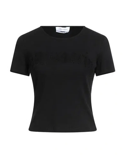 Blumarine Woman T-shirt Black Size 6 Cotton, Elastane
