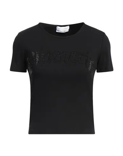 BLUMARINE BLUMARINE WOMAN T-SHIRT BLACK SIZE 8 COTTON, ELASTANE