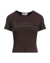 Blumarine Woman T-shirt Chocolate Brown Size 8 Cotton, Elastane
