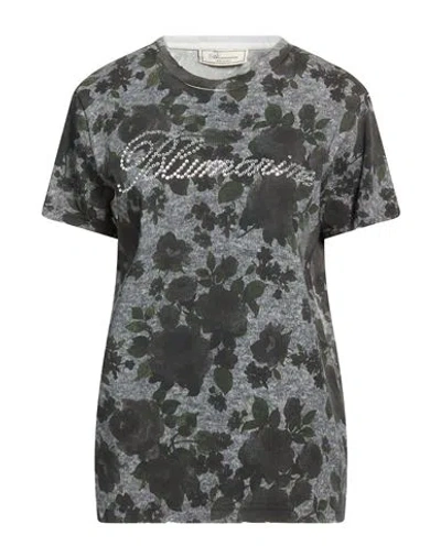 Blumarine Woman T-shirt Dark Green Size M Cotton In Gray