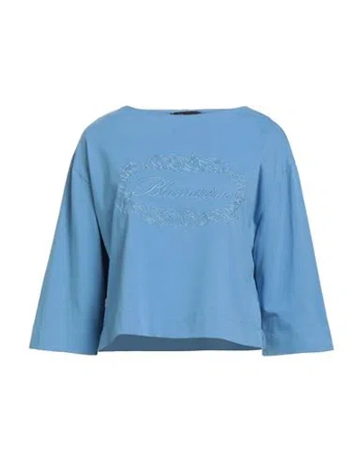 Blumarine Woman T-shirt Light Blue Size 10 Cotton, Elastane