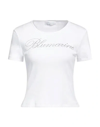 BLUMARINE BLUMARINE WOMAN T-SHIRT WHITE SIZE 6 COTTON, ELASTANE