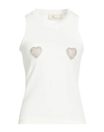 Blumarine Woman T-shirt White Size 6 Cotton, Glass, Polyamide