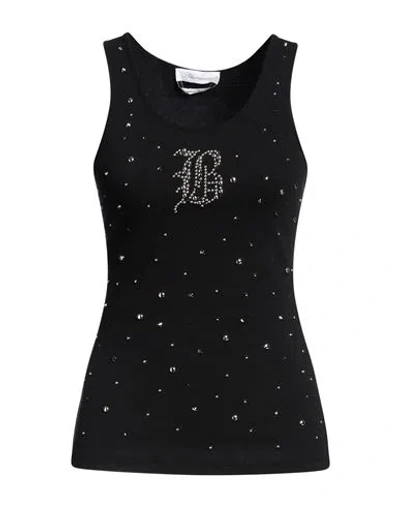 Blumarine Woman Tank Top Black Size 6 Cotton, Elastane
