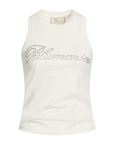 Blumarine Woman Tank Top Ivory Size 10 Cotton In White