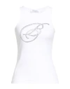 Blumarine Woman Tank Top White Size 10 Cotton, Elastane