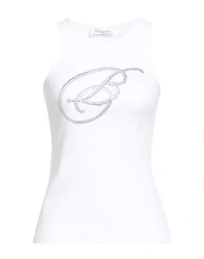 Blumarine Woman Tank Top White Size 10 Cotton, Elastane