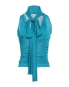 Blumarine Woman Top Azure Size 10 Viscose In Blue