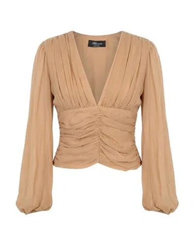 Blumarine Woman Top Beige Size 6 Silk, Elastane