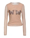 Blumarine Woman Top Beige Size 8 Polyamide, Elastane