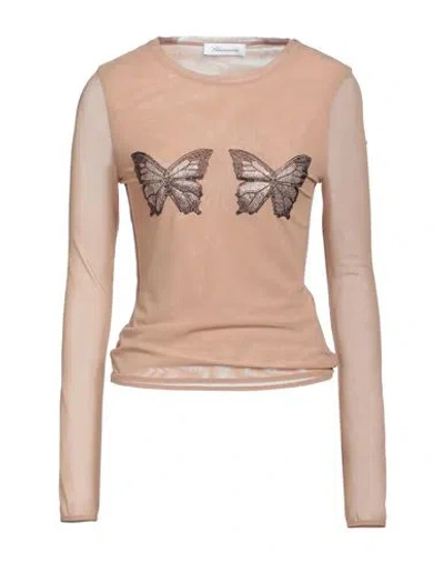 Blumarine Woman Top Beige Size 8 Polyamide, Elastane